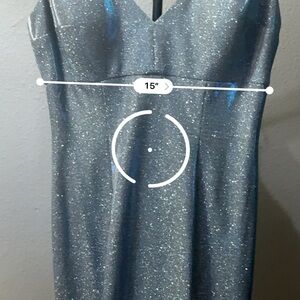 Sparkle v-neck silver & blue Gown mermaid skirt